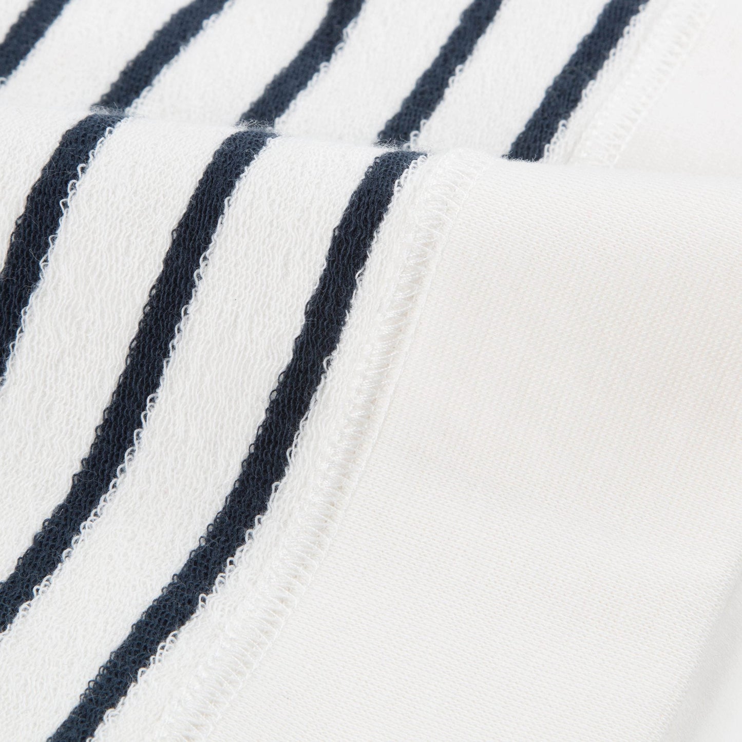 Girls Off White & Navy Small Stripes Sweatshirt