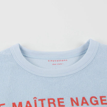 Girls Light Blue & Carmine Pima Cotton Sweatshirt