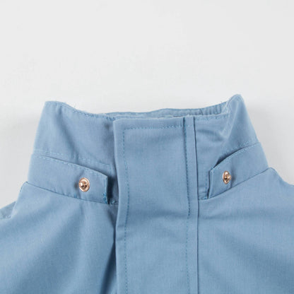 Girls Light Cerulean Blue Solid Jacket