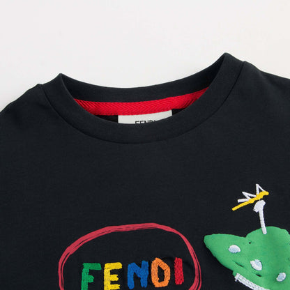 Boys Black Logo Cotton T-Shirt
