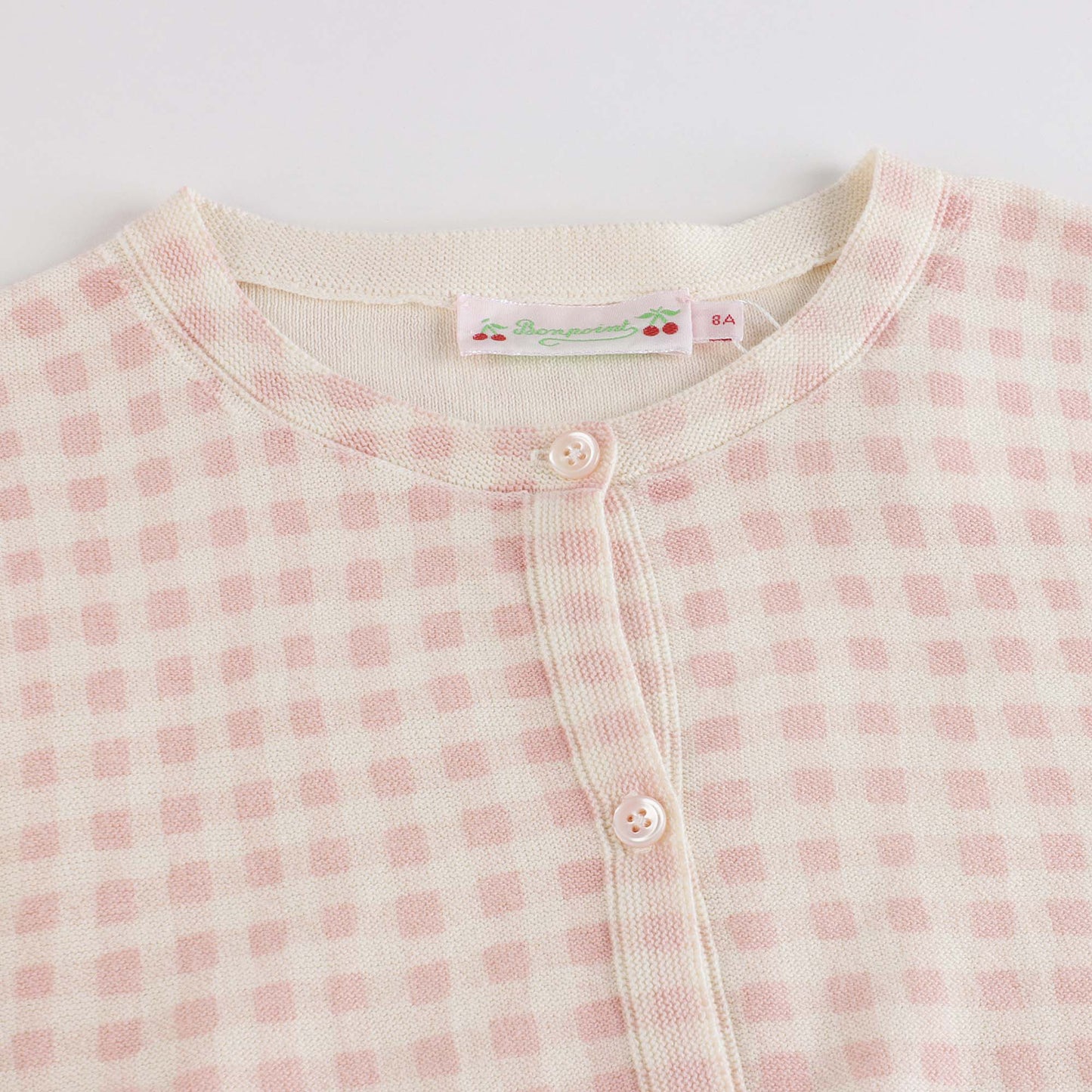 女童粉色格子棉开衫