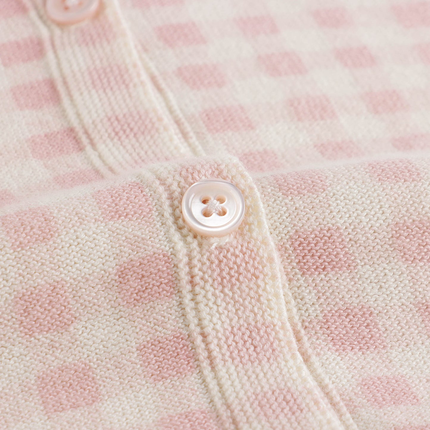 女童粉色格子棉开衫