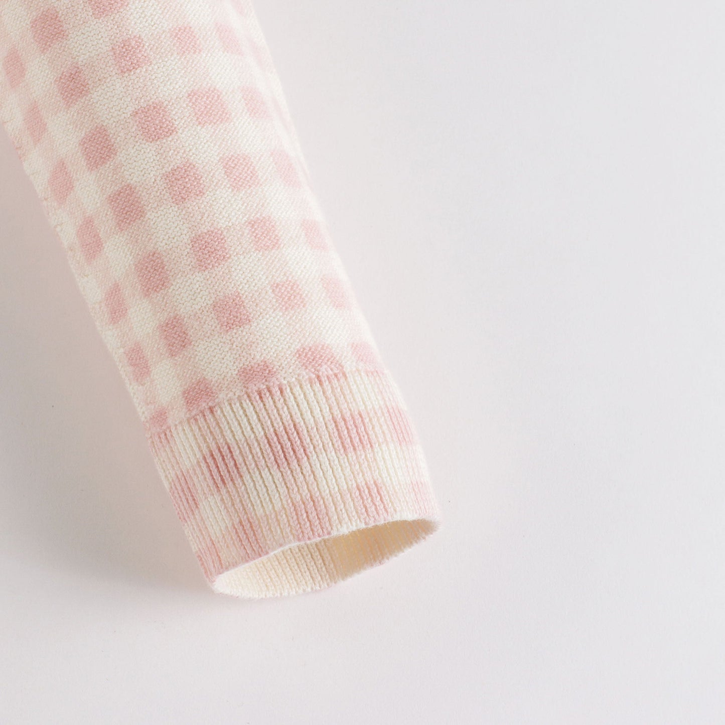 女童粉色格子棉开衫