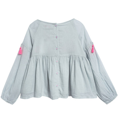 Girls Silver Blue"Sarah" Blouse