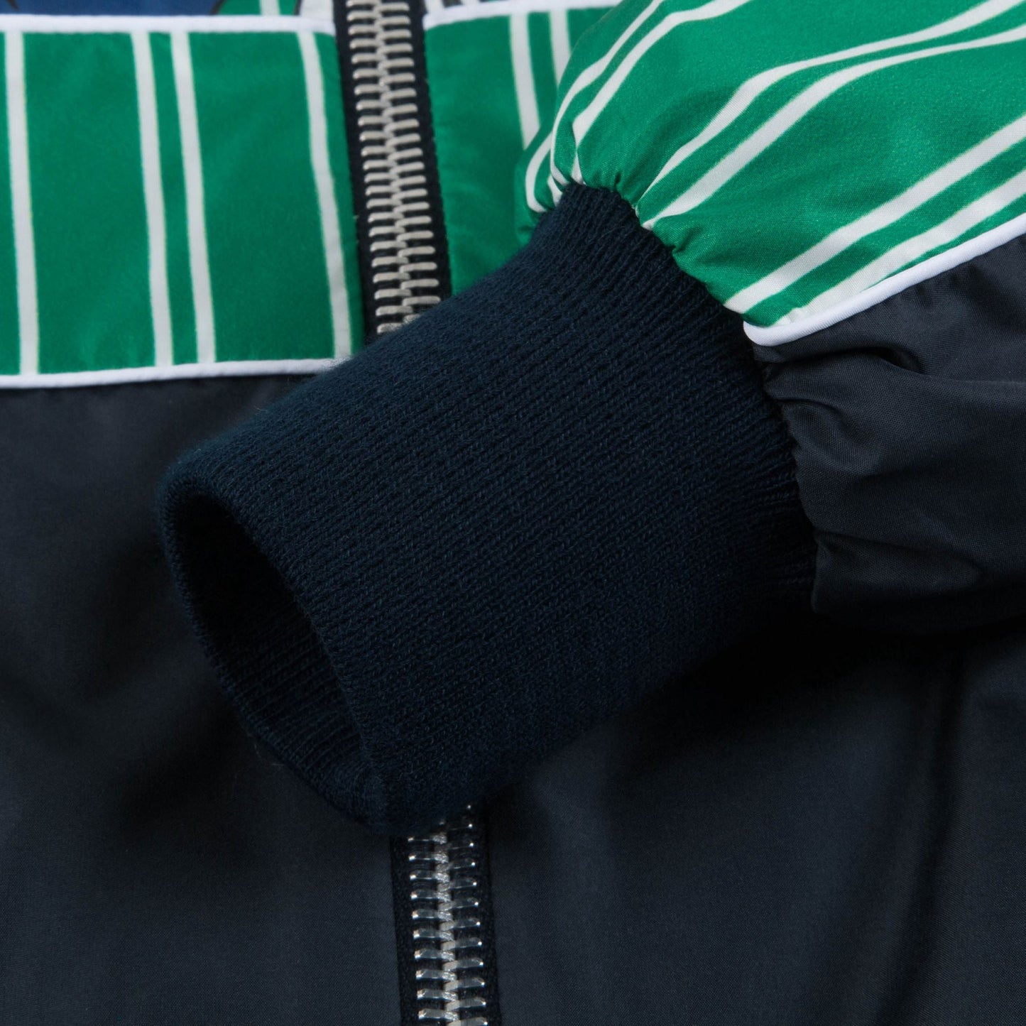 Boys Black & Green Nylon Bomber Jacket