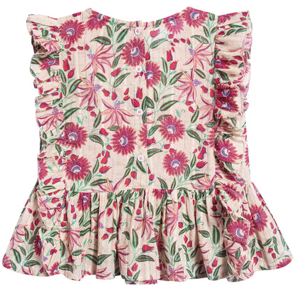 Girls White Flower "Arumai" Top