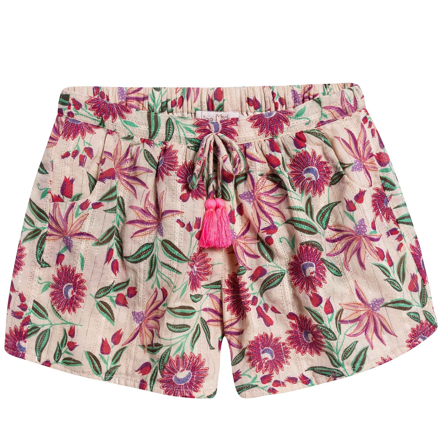 Girls White Flower "Nutsy" Shorts