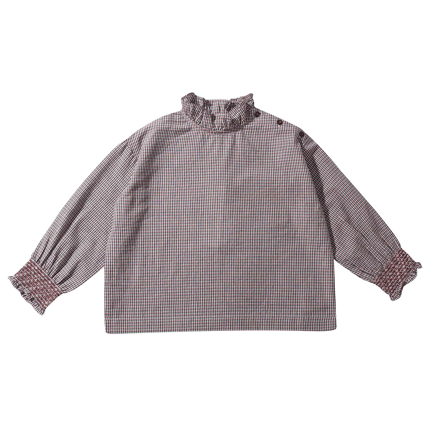 Girls Grey Micro Check Blouse