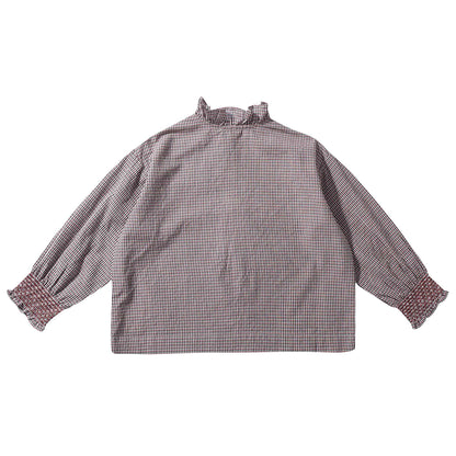 Girls Grey Micro Check Blouse