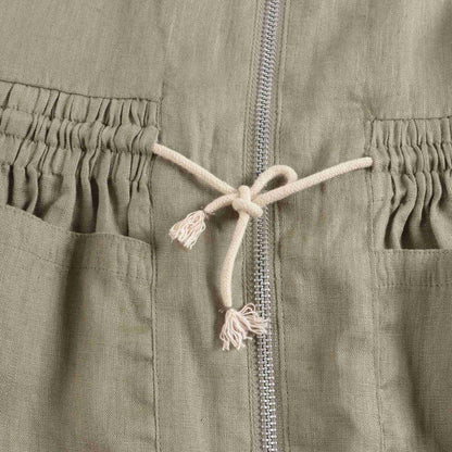 女童鼠暗绿色收腰连衣裙