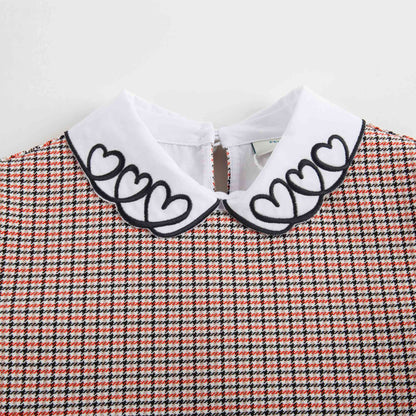 Girls Rose Check Dress