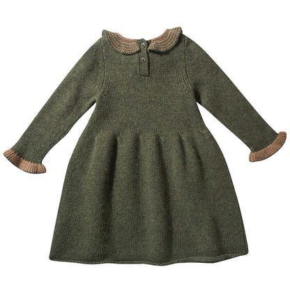 Baby Girls Dark Green Knitted Dress