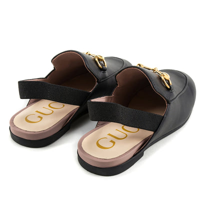 Boys & Girls Black Leather Sandals