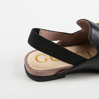 Boys & Girls Black Leather Sandals