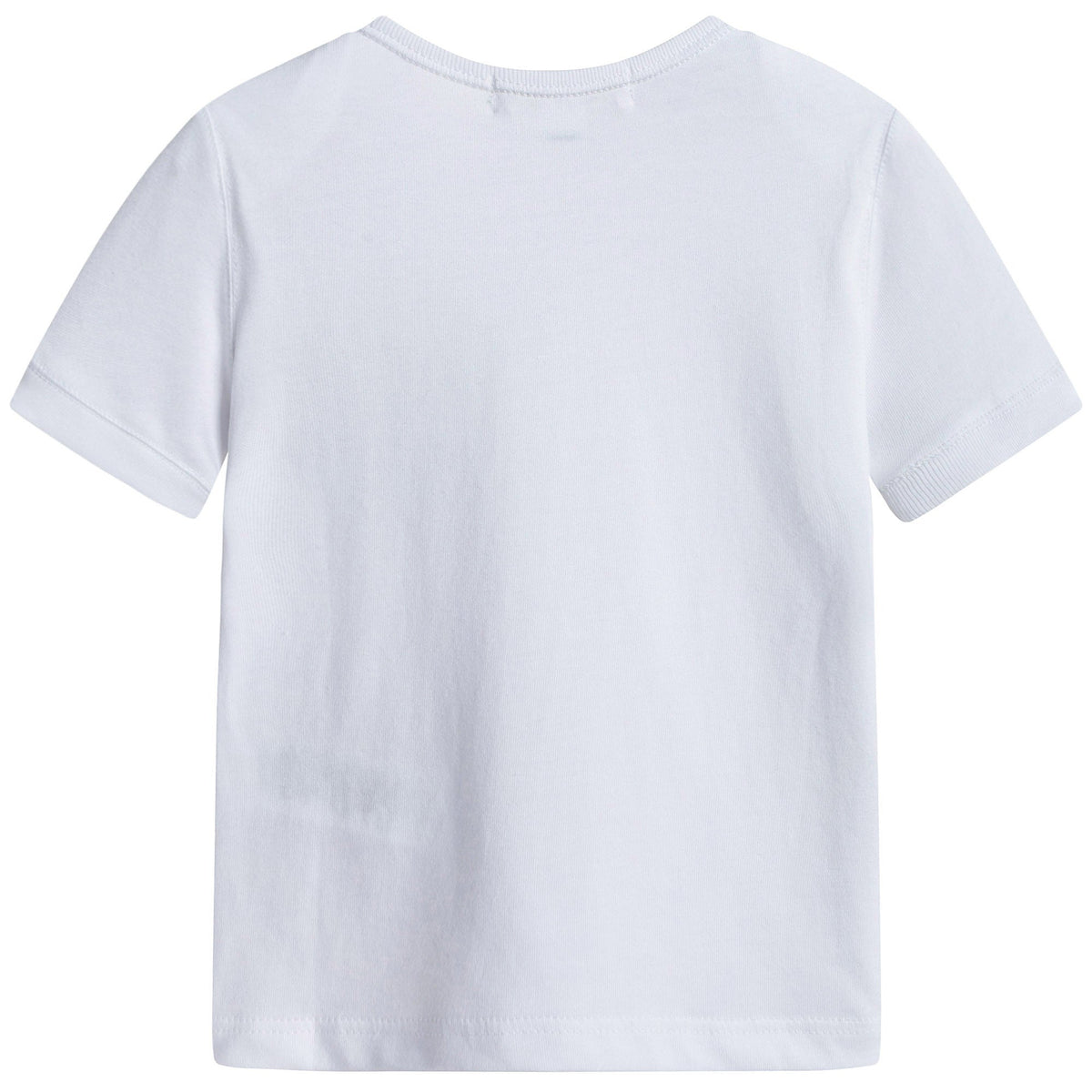 Baby White Cotton T-shirt With Check Pocket