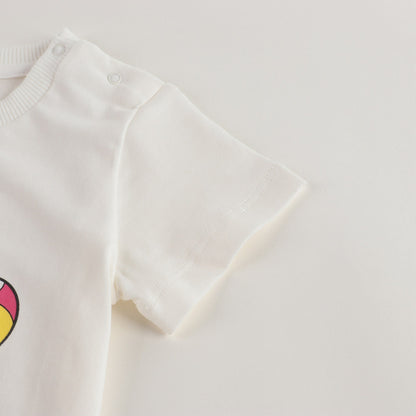 Baby Boys & Girls Ivory & Pink Cotton Shorts Set