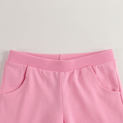 Baby Boys & Girls Ivory & Pink Cotton Shorts Set