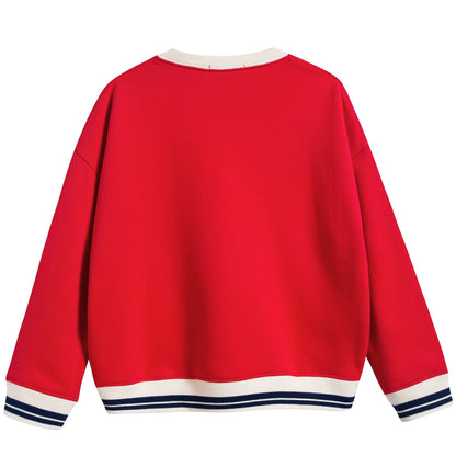 Girls Bright Orange Red Cotton Sweatshirt