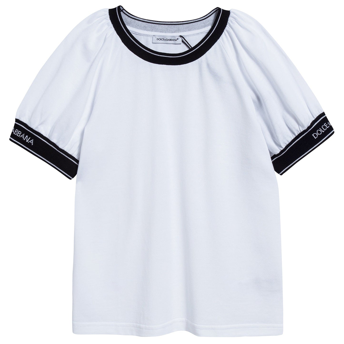 Girls White Logo Cotton T-shirt