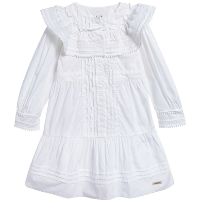 Girls White Cotton Dress