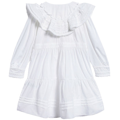 Girls White Cotton Dress