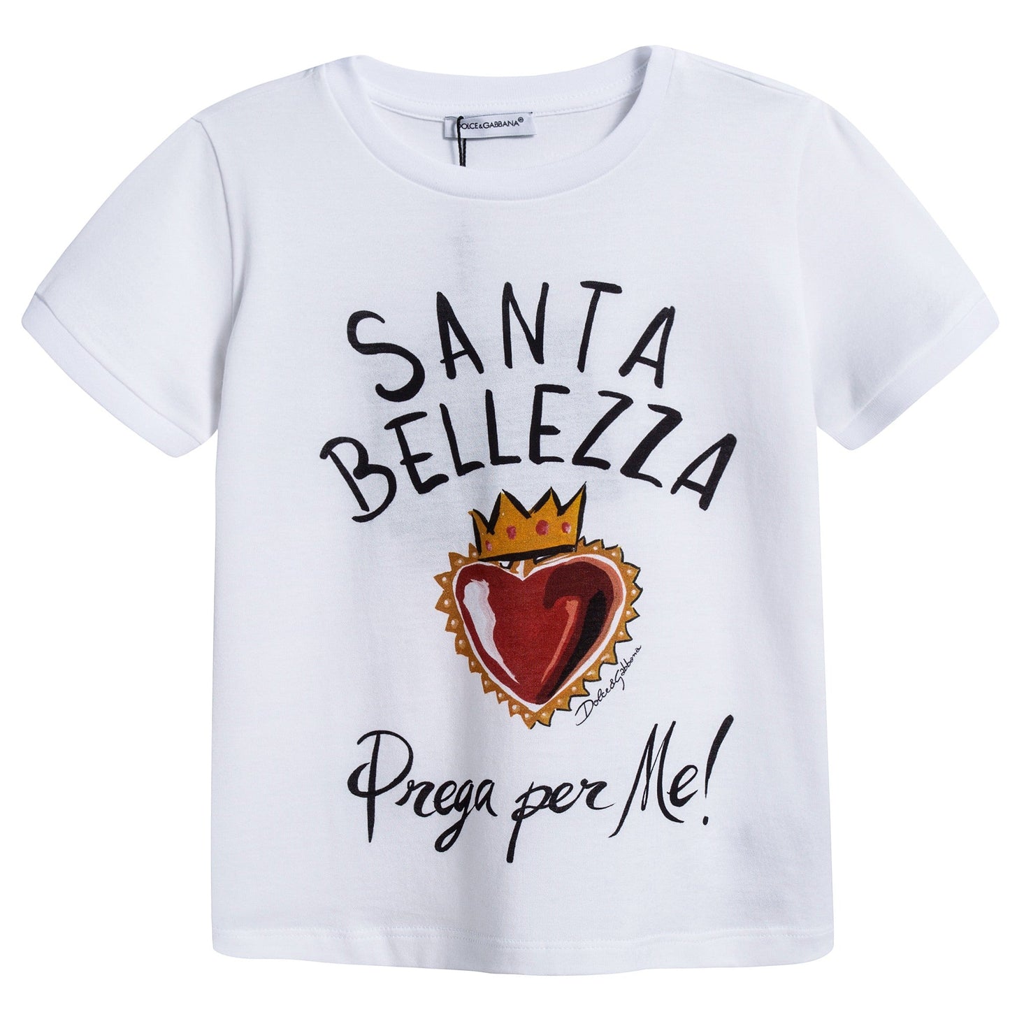 Girls White "Santa Bellezza" Cotton T-shirt
