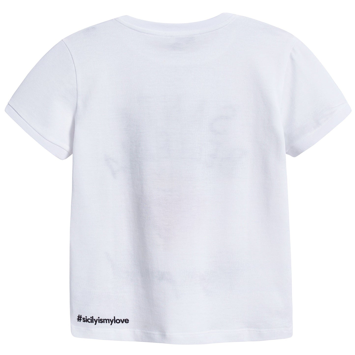 Girls White "Santa Bellezza" Cotton T-shirt