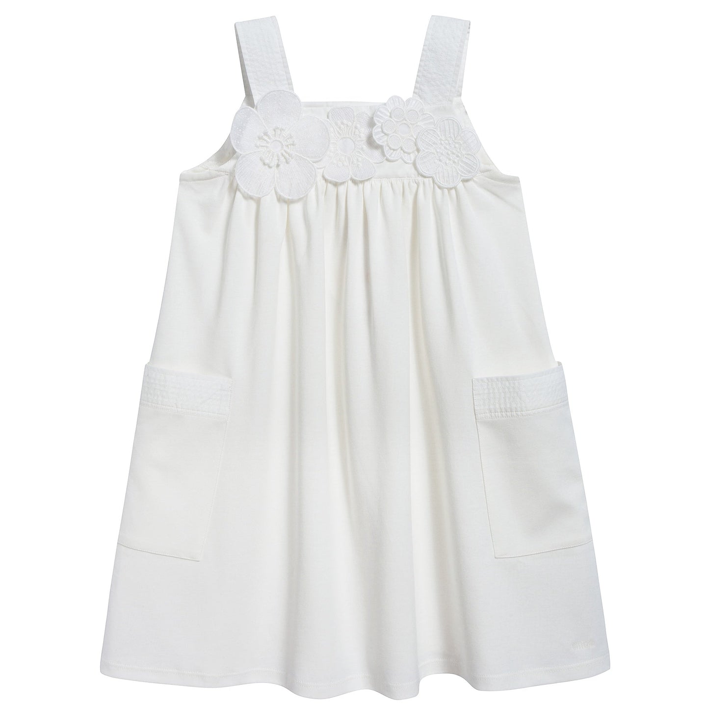 Girls Off White Cotton Dress