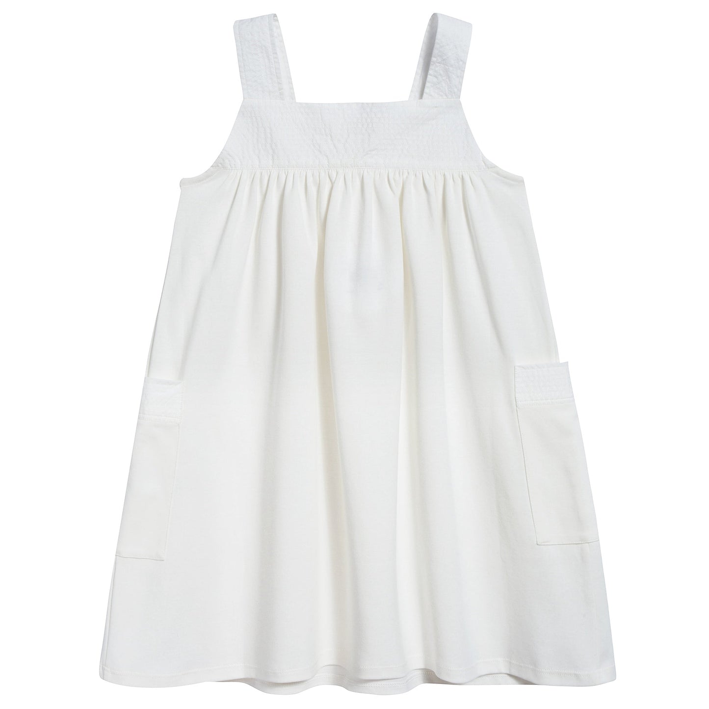 Girls Off White Cotton Dress