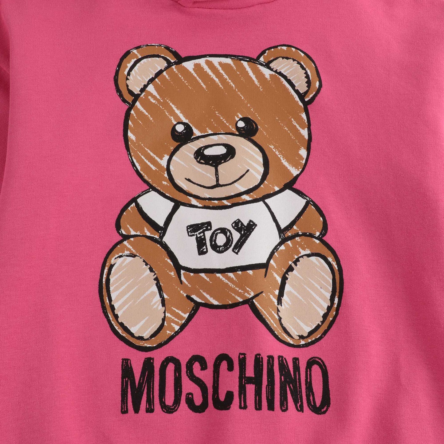 Girls Fuxia Teddy Hooded Cotton Sweatshirt