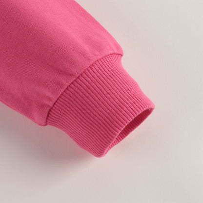 Girls Fuxia Teddy Hooded Cotton Sweatshirt