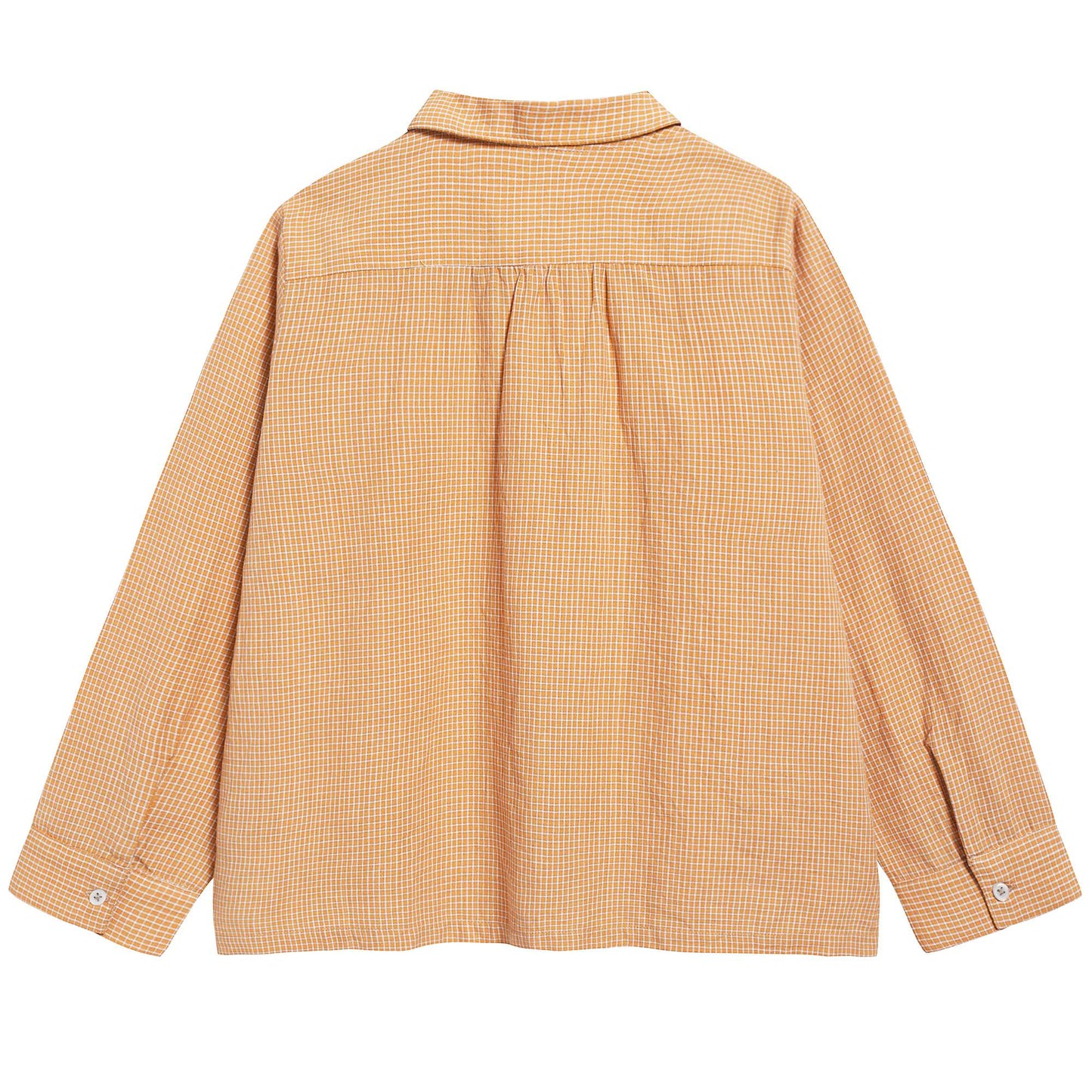 Boys Orange Microcheck Cotton Woven T-shirt