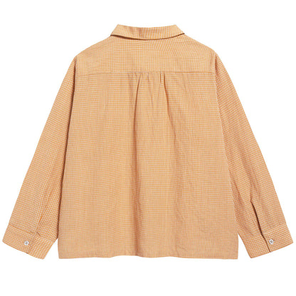 Boys Orange Microcheck Cotton Woven T-shirt