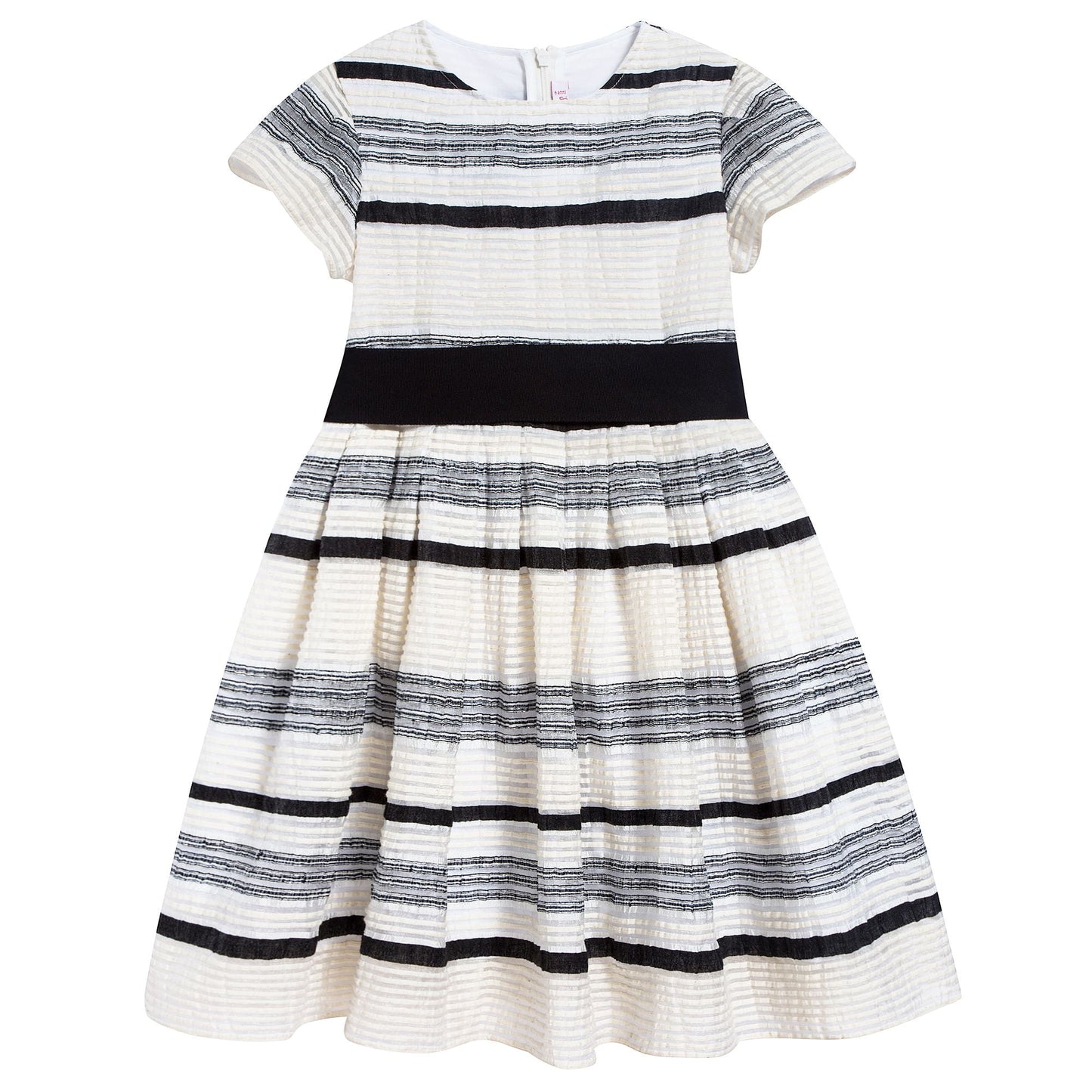 Girls White & Black Stripes Dress