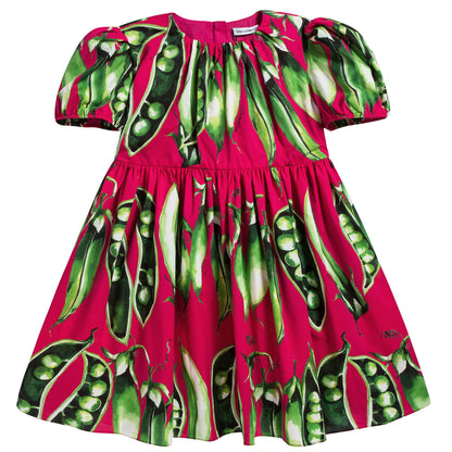 Girls Pink Peas Dress Set
