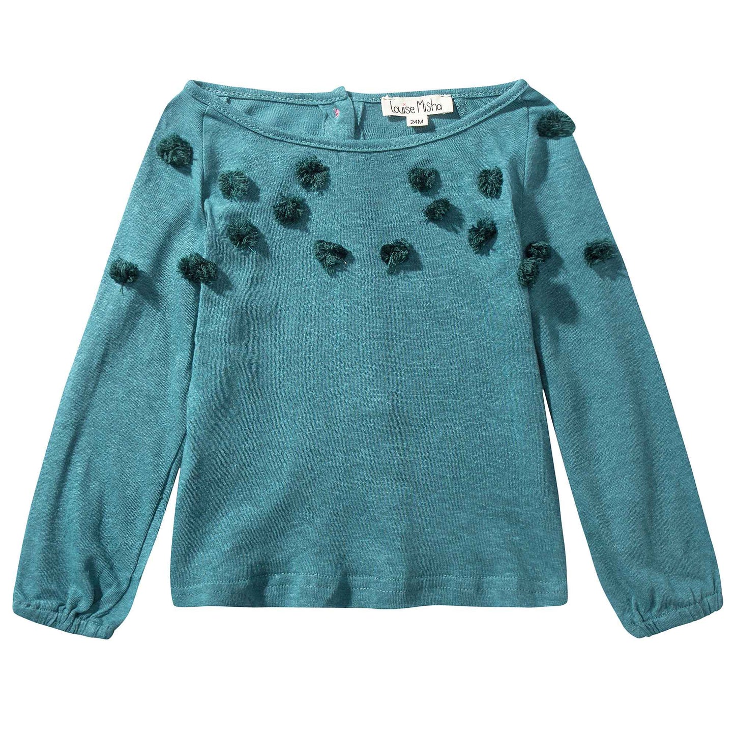 Girls Peacock Blue Cotton T-shirt