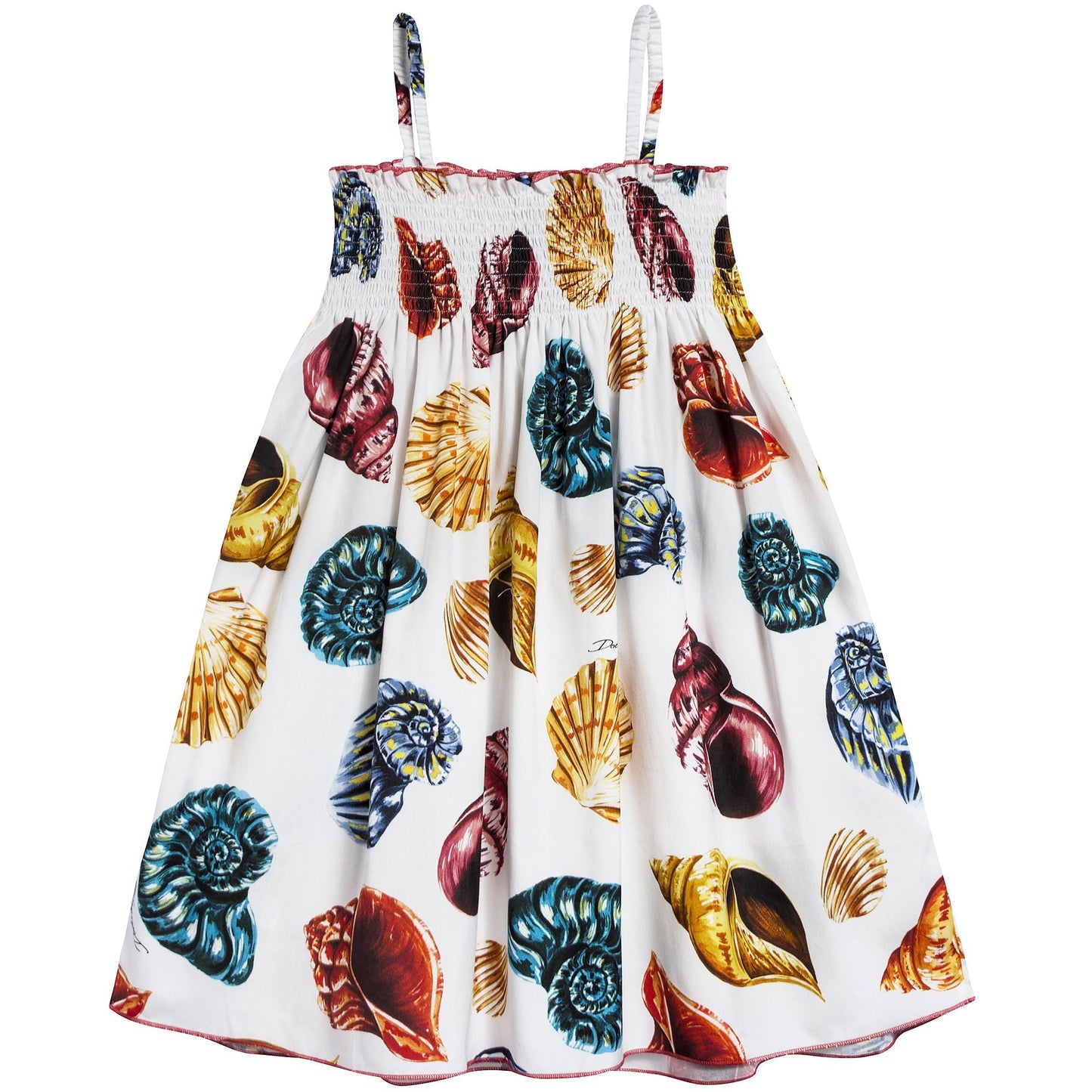 Girls White Conch Cotton Dress