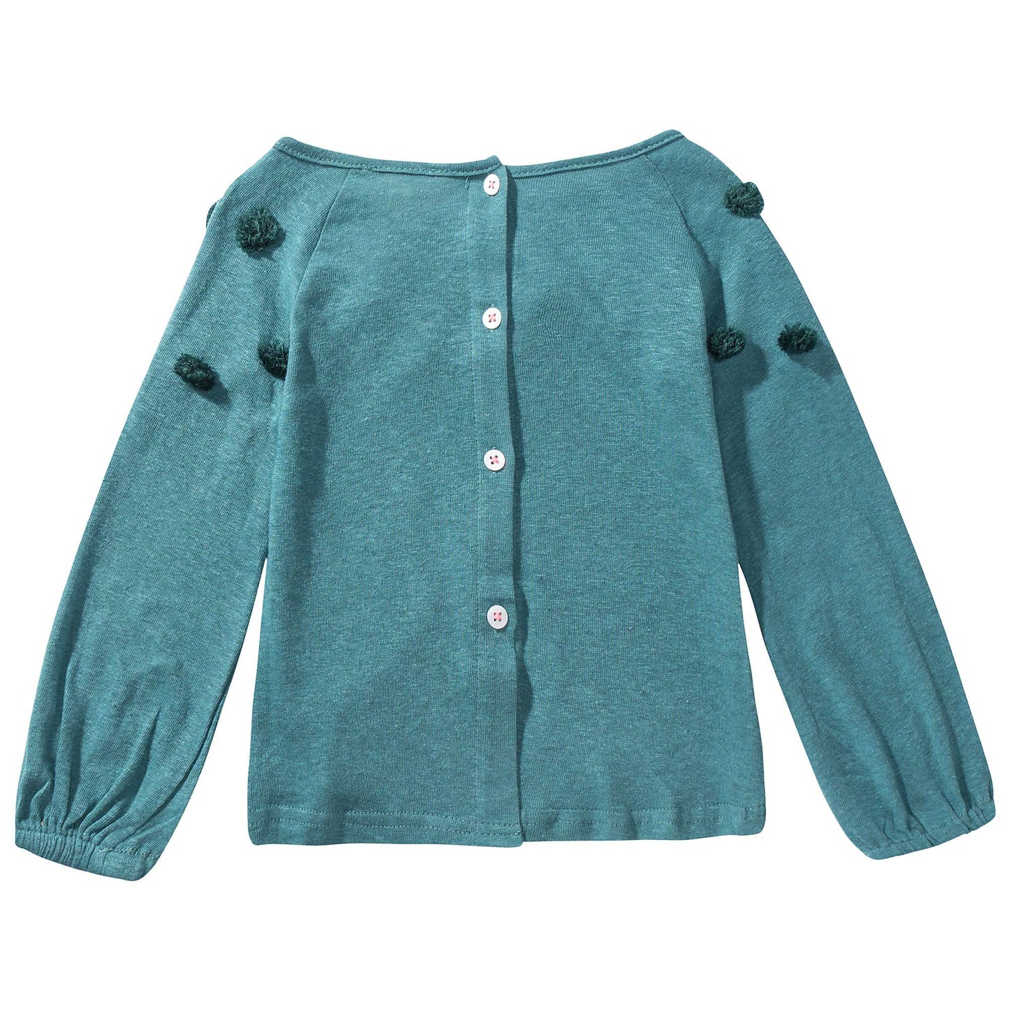 Girls Peacock Blue Cotton T-shirt