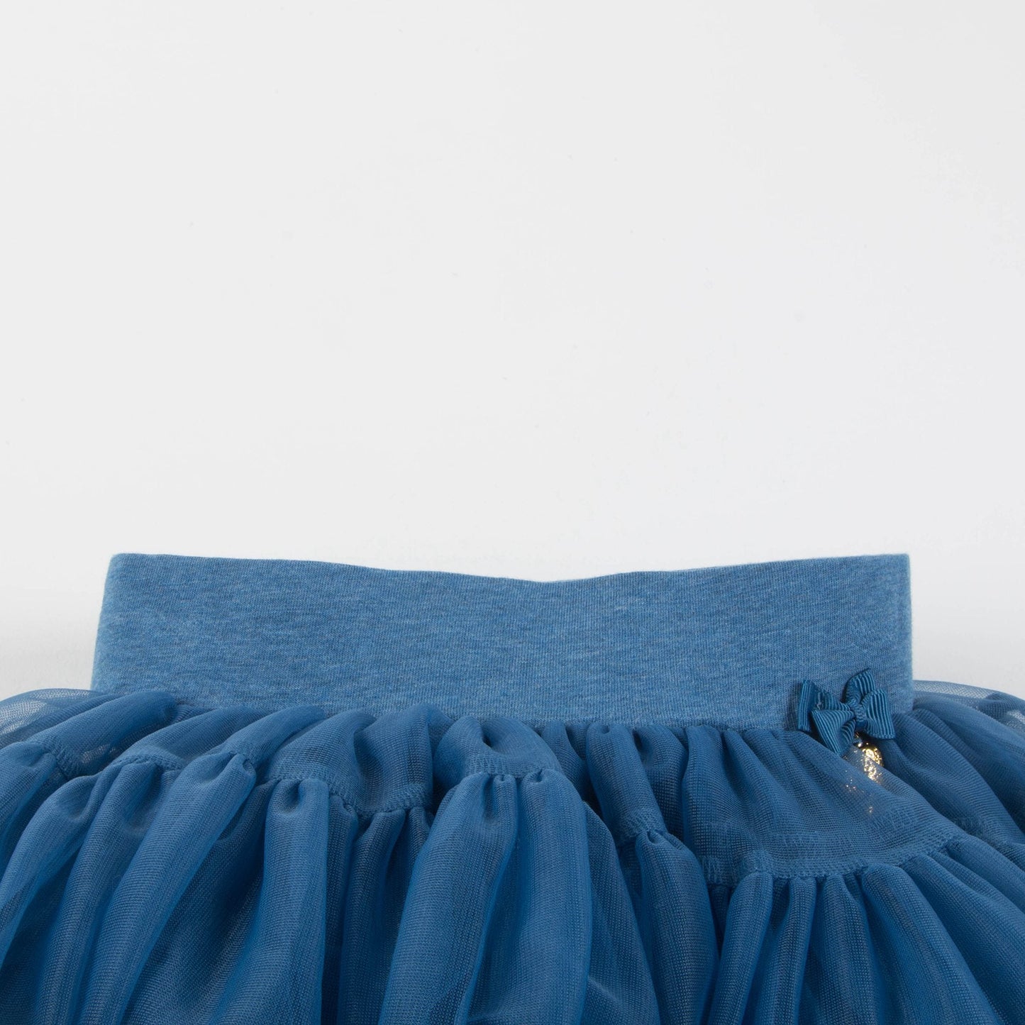 Girls Denim Blue Nylon Knitted Skirt