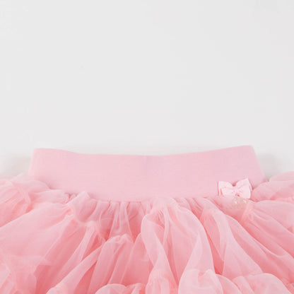 Girls Rose Pink Nylon Knitted Skirt