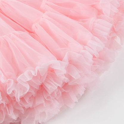 Girls Rose Pink Nylon Knitted Skirt