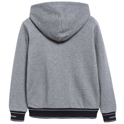 Boys Grey Logo Cotton Zip-up Top