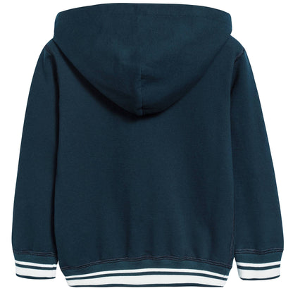 Boys Navy Blue Logo Cotton Sweatshirt