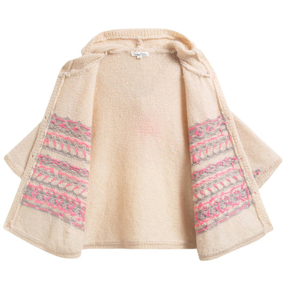Girls Beige Zip-up Cape