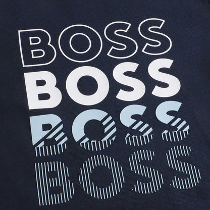 男婴藏蓝色Logo棉T恤