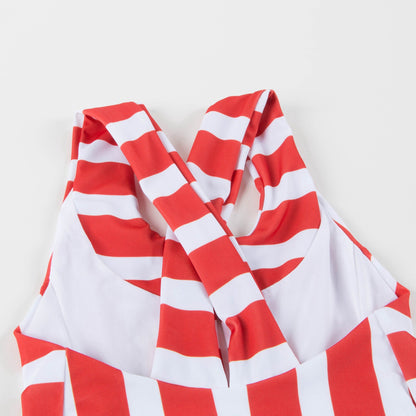 Girls Red Stripes Swimsuit