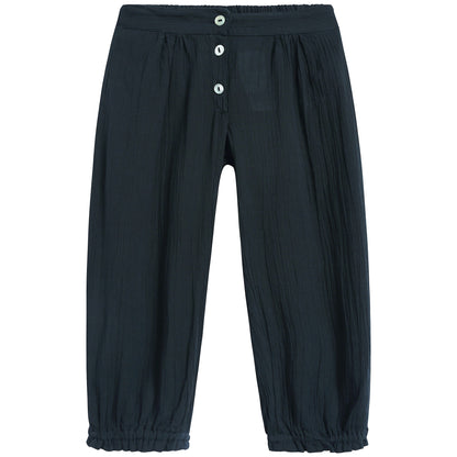 Girls Black Charbon Cotton Trousers