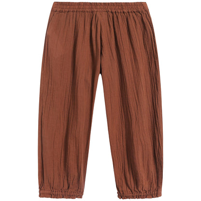 Girls Chocolate Brown Cotton Trousers