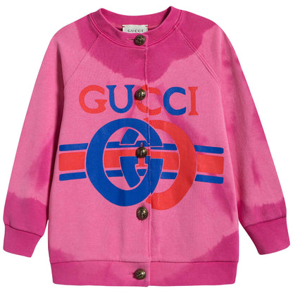 Baby Girls Bright Pink Logo Cardigan