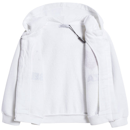 Baby Girls Girls White Cotton Zip-up Top